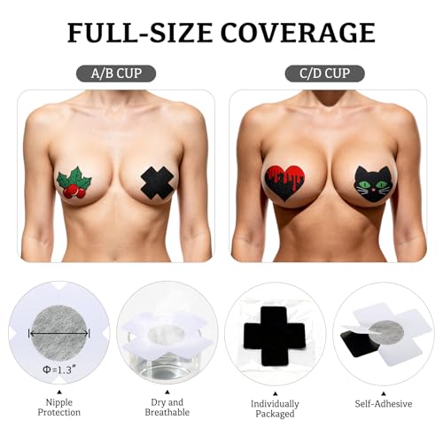 Image of Glitters Pasties Rave Pack Nipple Covers Stickers Disposable Sticky Breast Petals Bra for Women Rave Outfit Party