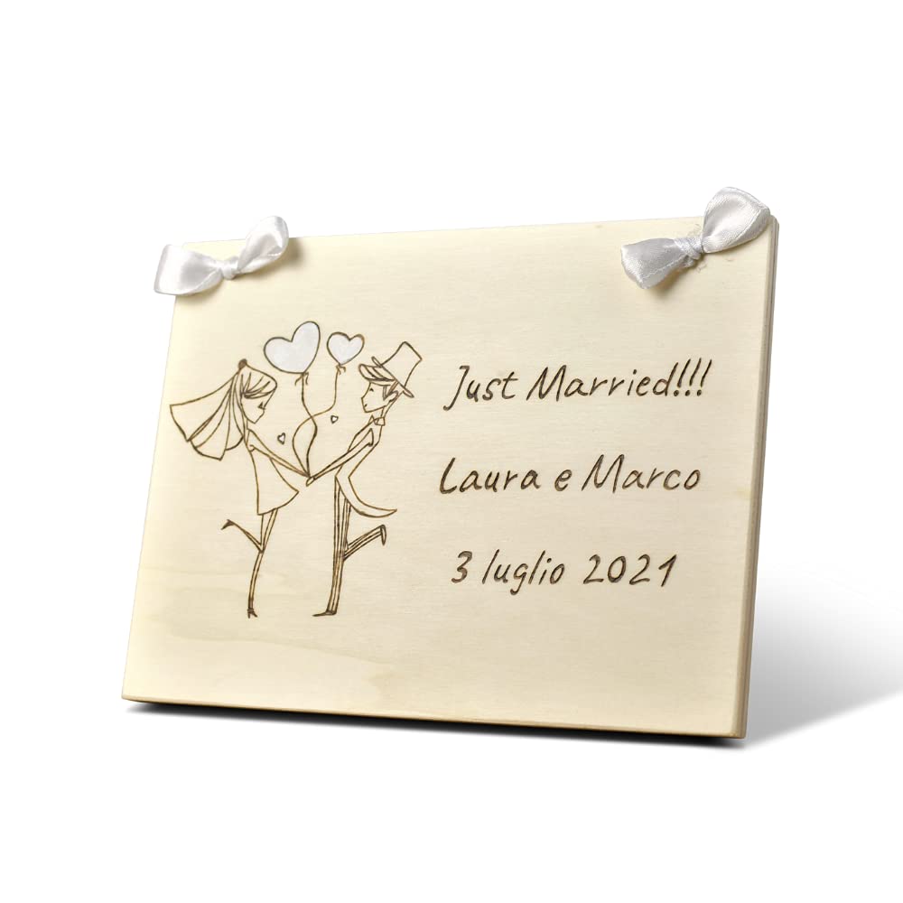 Targa cartello sposi in legno personalizzabile