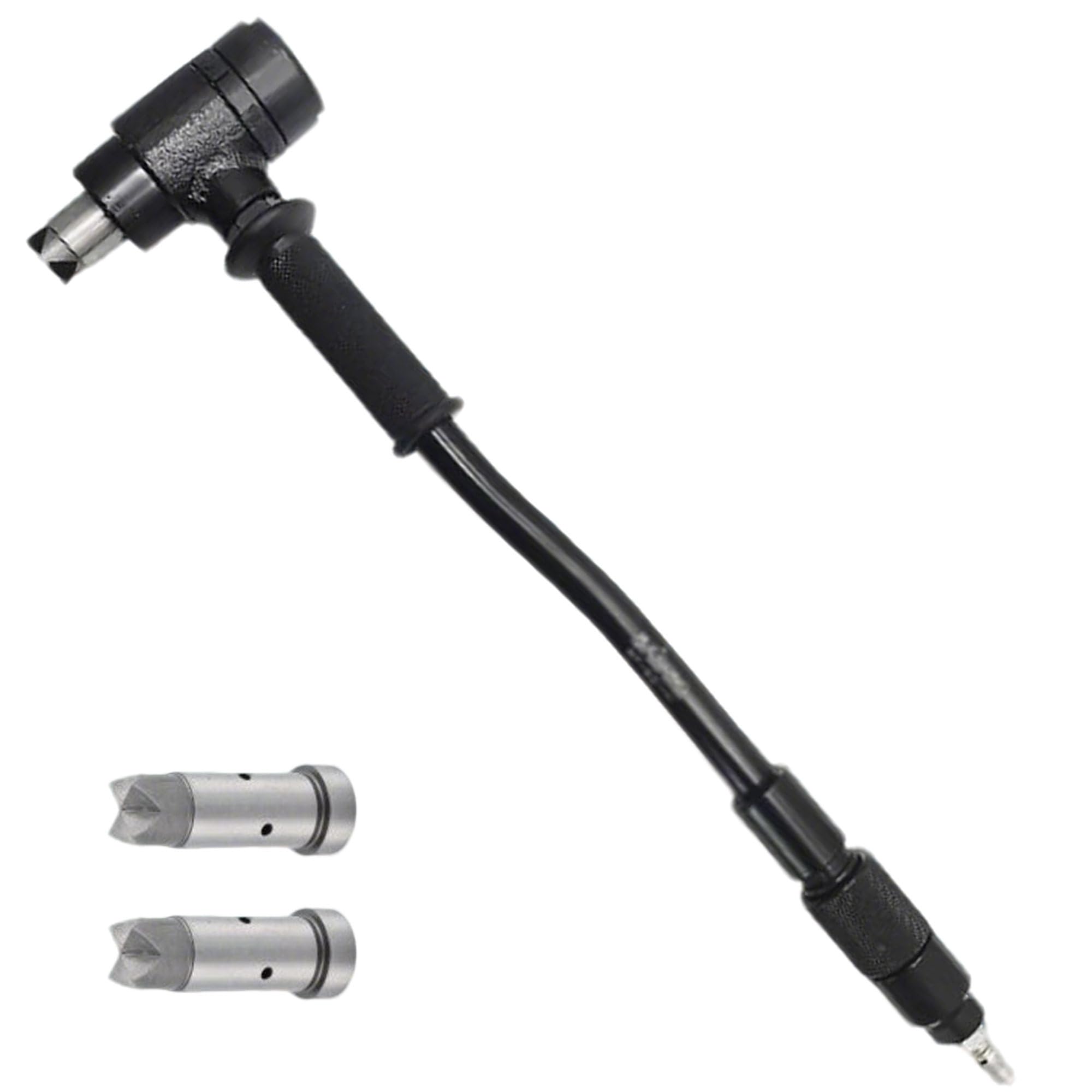 Bocciardatrice Calcestruzzo Aria, 2 Teste Ricambio, Martello Pneumatico Pistone 30mm, Preparazione Superfici Muratura e Pietra, 140L/min RotarySwitch