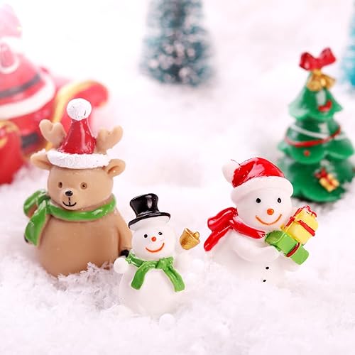 Miniatura 7 de yeesport 18 figuras en miniatura de Navidad, mini Papá Noel, adorno de Navidad, micro paisaje, árbol de Navidad, muñeco de nieve, reno, regalo para