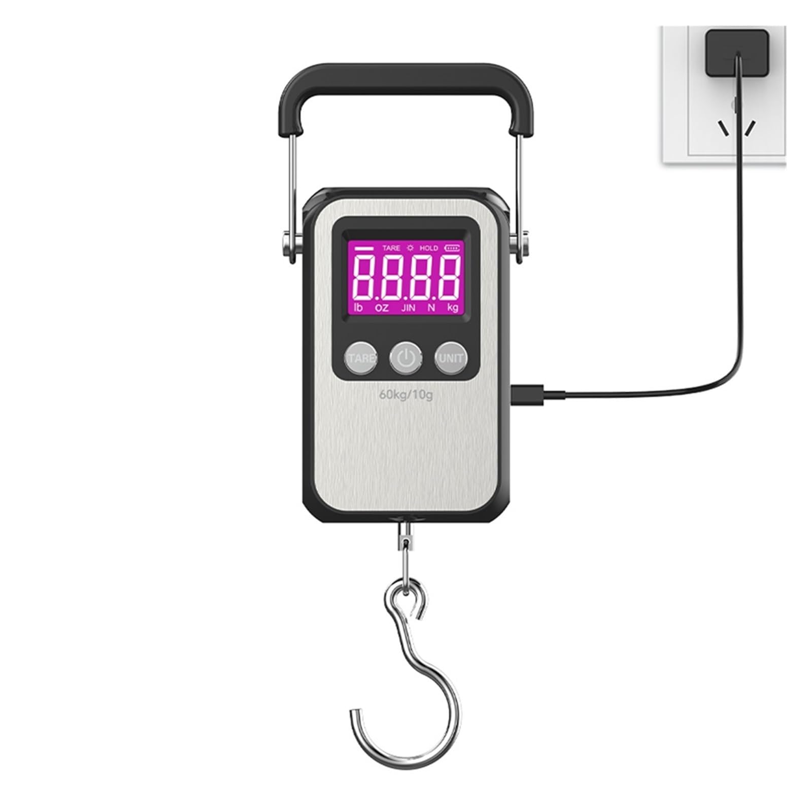 Bilancia sospesa digitale portatile, bilancia da pesca 60Kg/10g | Bilancia sospesa con display LCD