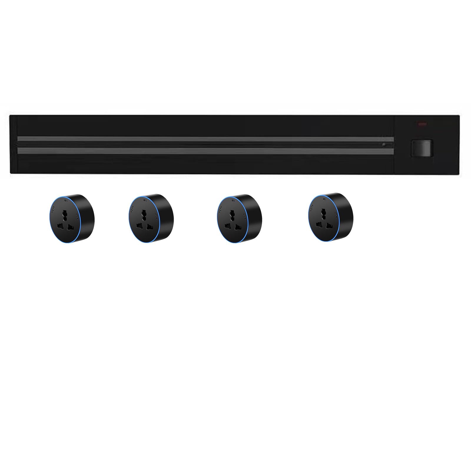 Prese per binario elettrico da cucina Presa scorrevole a parete con superficie rimovibile Prese multiple da tavolo,Black-60cm