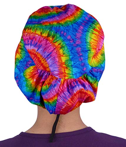 Image of Sparkling EARTH Riley Medical Scrub Caps with Flat Front and Roomy Back - Adjustable Cord Lock Closure