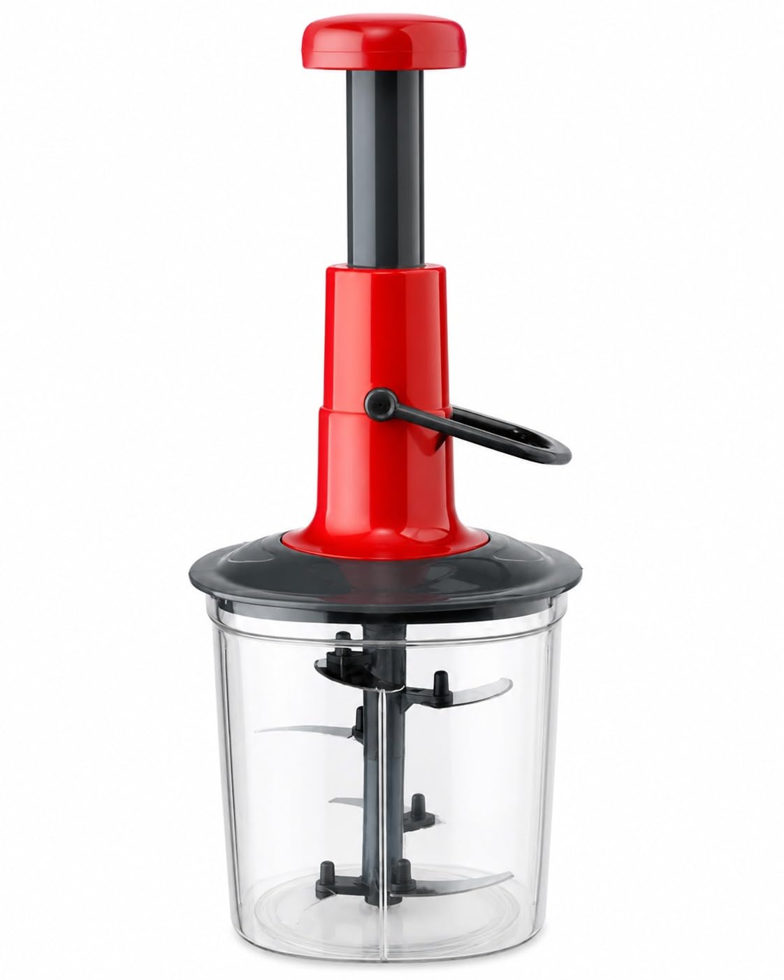 Manual Vegetable Chopper | Push Pull Food Chopper with Stainless Steel Blades | Multipurpose Kitchen Cutter | Red & Grey-picture-13