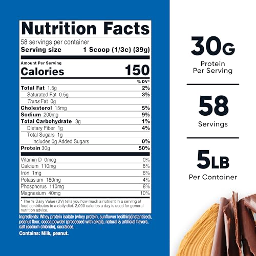 Image of Nutricost Whey Protein Isolate (Chocolate Peanut Butter, 5 Pound) Protein Powder