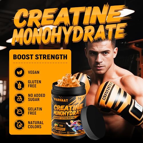Image of NSF Certified Creatine Gummy - Creatine Monohydrate Gummies 5g for Men & Women - Boost Focus,Strength, and Endurance, Vegan, Gluten-Free, Non-GMO, 2.5 Gram Creatine per Gummy (Orange 90 ct)