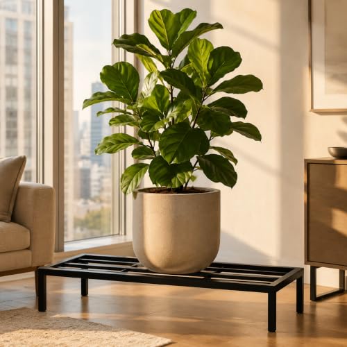 Image of Kundi Plant Stand for Balcony Decoration | Anti-Rust Metal Pot Stand for Indoor & Outdoor Plants | Garden Flowerpot Stand | Black | 24 Inch | (Pack of 4) (Pack of 1)