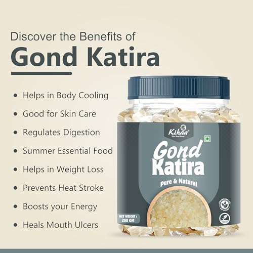 Image of Kihaa Gond Katira (Tragacanth Gum) 200g | 100% Natural Edible Gum | Cooling Summer Superfood | Supports Digestion, Hydration & Energy | Plant-Based & Premium Quality