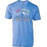 Busch Beer Red White & Busch T-Shirt, Blue, Large