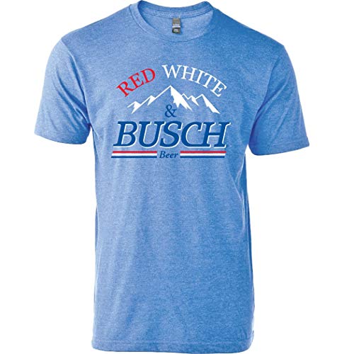 Busch Beer Red White & Busch T-Shirt, Blue, Large