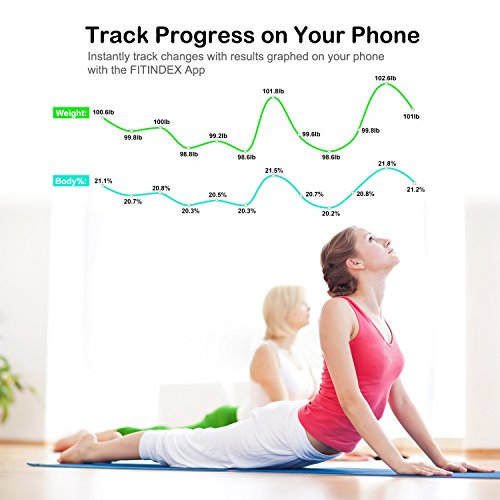 FITINDEX Bluetooth Body Fat Scale, Smart Wireless BMI Bathroom Weight Scale Body Composition Monitor Health Analyzer with Smartphone App for Body Weight, Fat, Water, BMI, BMR, Muscle Mass - White