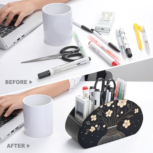 Support télécommande TV cuir synthétique 5 compartiments accessoires - 4