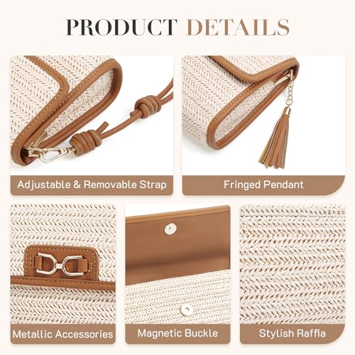 Image of Missnine Small Straw Purse for Women Summer Woven Purses Raffia Vacation Top Handle Satchel Handbag
