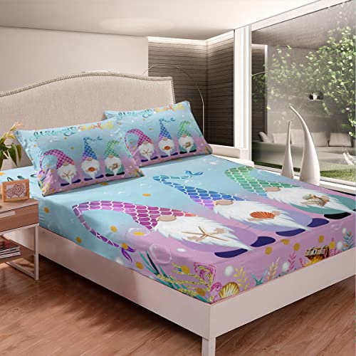 Erosebridal Lençol com elástico de cauda de sereia meninos Papai Noel lençol de cama Queen, conjunto