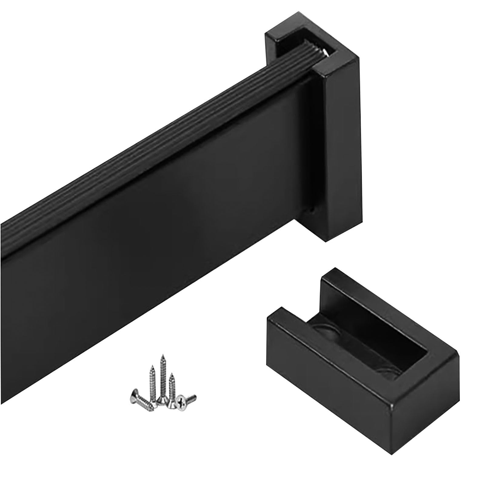 Drążek do szafy bezpłatny pręt do szafy dostosowana długość, perforowane bieguny z kołnierzem pręt ze stopu aluminium do samochodu Valet (czarny, 50 cm/19,7 cala)