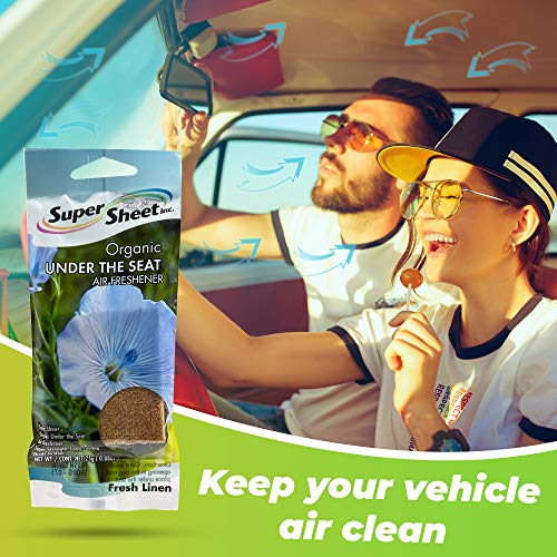 Image of Super Sheet, Organic Under the Seat Car Air Freshener, Long Lasting Fragrance, Fresh Linen Scent