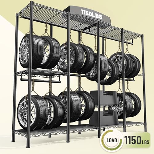 Raybee Heavy Duty Clothes Rack for Hanging Clothes,Clothing Rack with Shelves, Adjustable,76" W x 77" H x 18" D,Max Load 1150lbs,Black