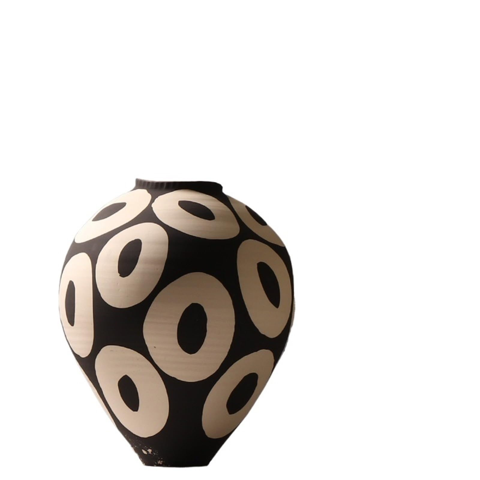 Geometric Vases Ceramic Vase Hand-drawn Geometric Circles Flower Arrangement Accessories Porcelain Pot Home Decoration(L)