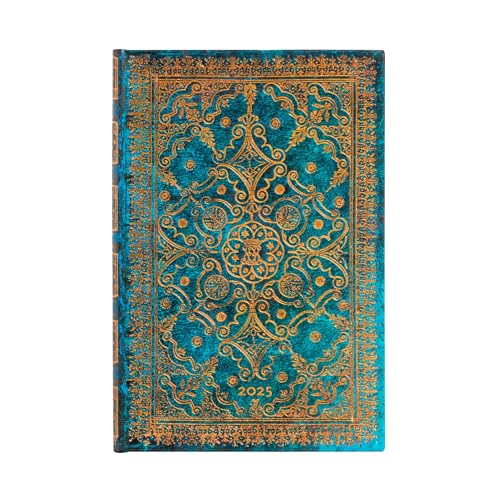 Kalendarz Paperblanks 2025 Safavid Indigo Mini tygodniowy VSO: tydzień na dwóch stronach, zamykany na Magnes, Papier 100 GSM