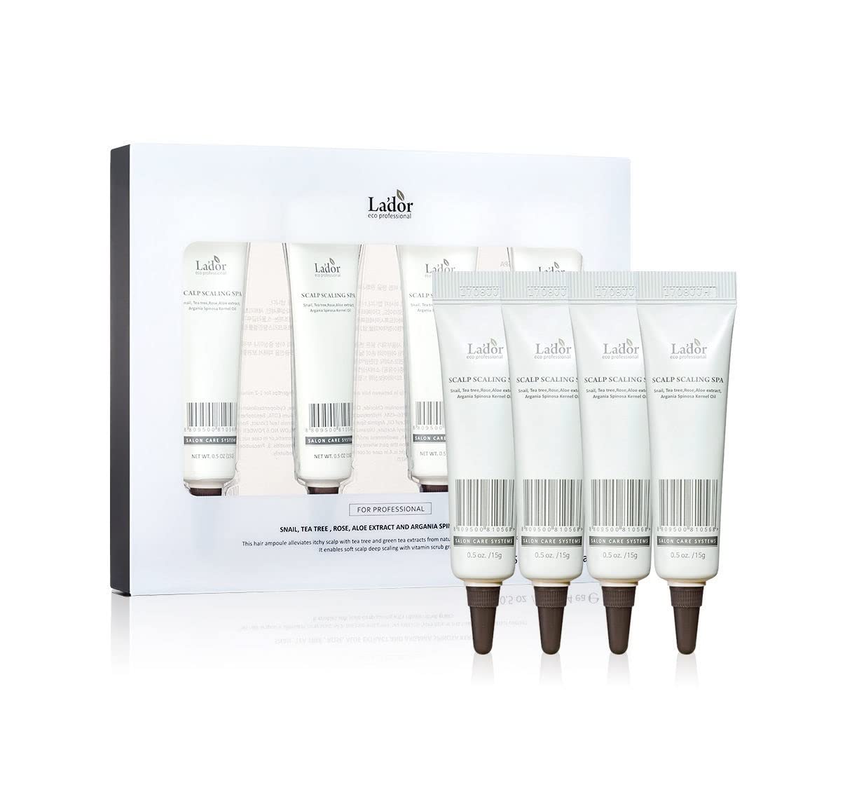 LA'DOR Scalp Scaling Spa Hair Treatment 15 g x 4ea Exfoliating Ampoules Active Ingredients Scalp Scaling Sebum Control Soothing Hair Conditioner Healthy Scalp Without Dandruff
