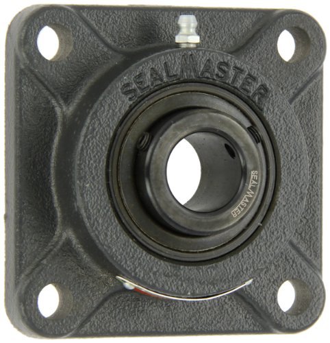 Sealmaster MSF-47 Medium Duty Flange Unit, 4 Bolt, Regreasable, Felt Seals, Setscrew Locking Collar, Cast Iron Housing, 2-15/16