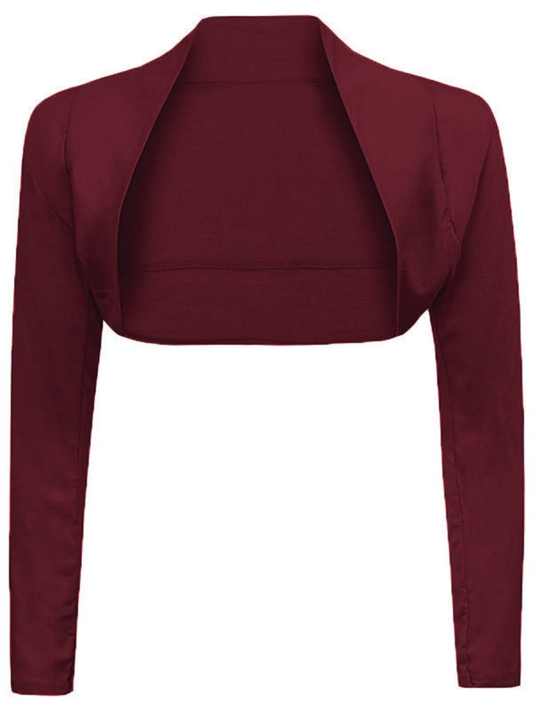 Bolero de manga larga para mujer rojo wine chaqueta corta fiesta 2