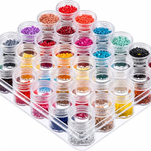 Image of Blulu 60 Bead Container Lidded Small Box, 1.15 x 1 Inch | Clear Plastic Jars for Diamond Painting Beads Jewelry Seeds Crafts, Organizer Case with Screw Top Lids