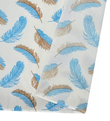 Image of Yarnis Feather Printed Light-Filtering Curtains 9 Feet Long for Long Door Living Room, Aqua Blue, Parda, 1 Piece