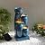 Teamson Home 28.74 in. 4-Tier Cascading Bowl Solar-Powered Water Fountain with LED Lights for Gardens, Landscaping, Patios, Balconies, Lawns, Blue