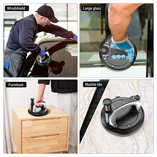 Weikeisa 9"Glass Suction Cup To Lift Large Glass High Strength Aluminum Alloy Handle Heavy Duty Vacuum Suction Cup,For Granite Tile Installation/Windshield Removal/Furniture Refrigerator Lifter #TOP5