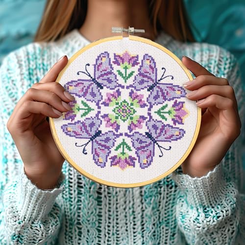 Image of Diamond Dotz No-Count Cross Stitch Flutterby Mandala - 6 in