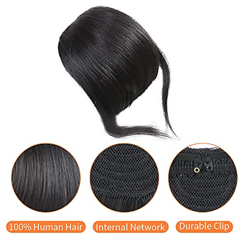 Clip in Thick Hair Bangs Human Hair Fringe Real Human Hair Bang Extension Unprocessed Fringe, Natural Black Color - Image 4