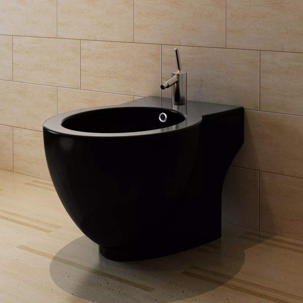 LAPOOH Inodoro y Bidet Negros de cerámica, Inodoro Completo, Baños Completos, Toilet