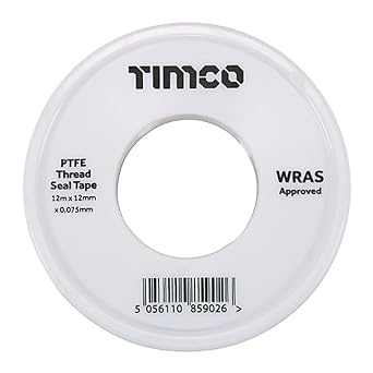 TIMCO PTFE Thread Seal Tape - Plumbing Tape - 12m x 12mm - 2 Rolls in a Pack