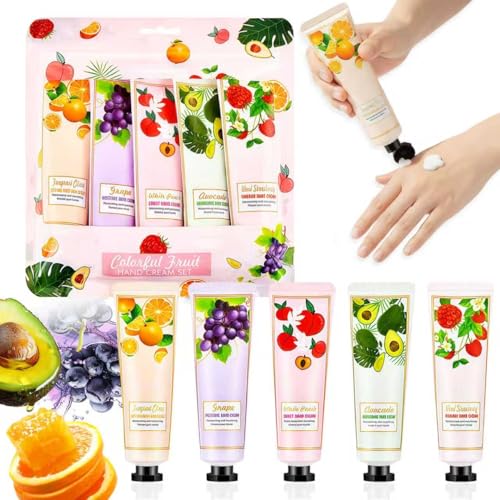 Pack de 5 Mini Crema de Manos - Hidratante Intensivo para Manos Muy Secas y Agrietadas - Idea de Regalo para Mujer - Perfecto para Viajes, San Valentín, Cumpleaños, Navidad