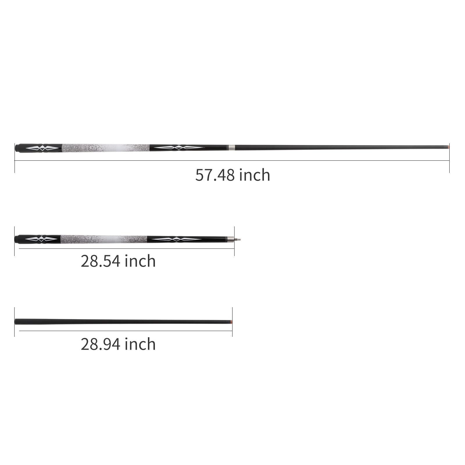 Bastoncini da Biliardo compositi in Grafite in Fibra di Vetro, 510,3 g, 538,6 g, 20 oz, 595,3 g, 147,3 cm