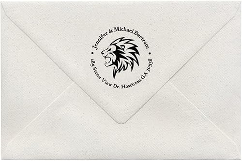 Miniatura 5 de Sello de dirección comercial de león personalizado, autoentintado, estampillas de destello hechas a mano, tarjeta de visita, sello de goma