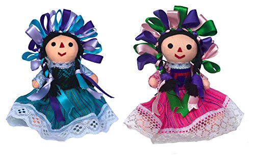 Muñecas de trapo mexicanas artesanales 2 pack 7 pulgadas miniatura 1