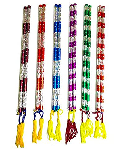 Multicolor Palillos de Aluminio para Dandiya Garba para Danza para Celebración de Navratri Especial para Niños Tamaño Pequeño 9 Pulgadas Paquete de 4 Pares miniatura 3