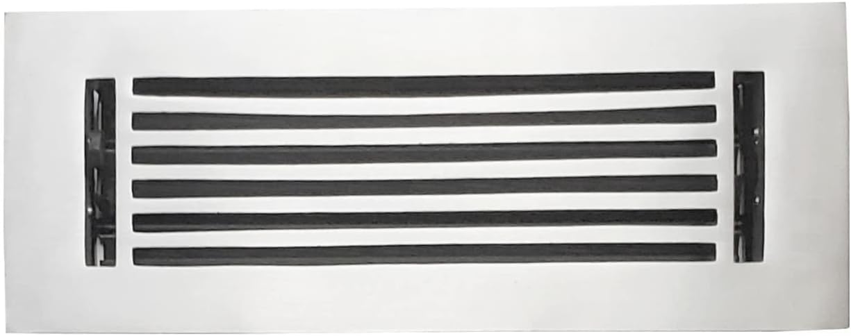 Prima Decorative Cast Aluminium Floor Register/Vent Cover : 3"x10" with Damper for Floors, Walls & Ceilings, Metal, Paintable, Modern Linear Design, White (VR-109)