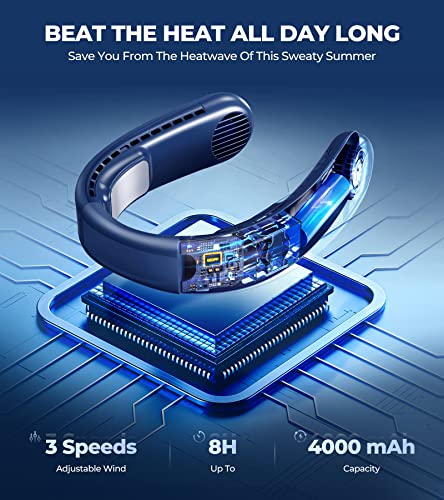 Image of 1S Cool Down 30F Neck Fan with Double Semiconductor Coolers, 360 Surrounded Personal Fans Air Conditioner that Blow Cold Air, 8H lasting Portable Fan with 3 Speed, Gifts for Men Women Outdoor Travel