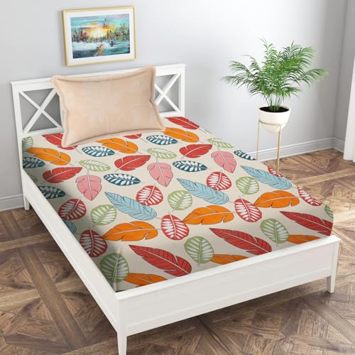 Image of IVAZA Turkish Cotton 280 TC Super Soft Warm Bedsheet Set for Single Size Bed, Durable bedsheet with 1 Pillow Cover Apricot