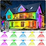 RCUICA 500FT Permanent Outdoor Lights Waterproof with Smart App Control Remote,DIY Scene Modes,Music Sync hronization,Eaves Lights for Garden Decor,Deck,Christmas
