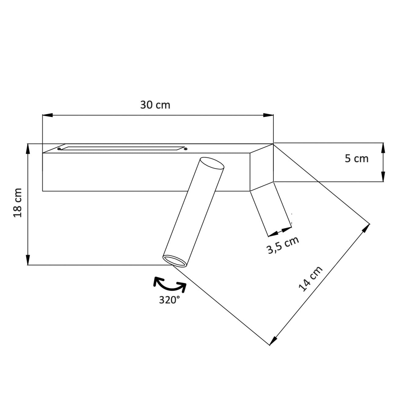 KOSILUM – Wandleuchte schwarz Kopfteil Leselampe rechts – Lodvi – Licht warmweiß Beleuchtung Wohnzimmer Schlafzimmer Küche Flur – 10 W – 1211 lm – integrierte LED – IP20