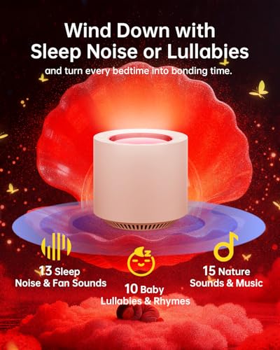 Image of Dimmable Nursery Night Light: Red Light Therapy Sleep Sound Machine with 38 Soothing Sounds & Calming Womb Soother Memory Function, White Noise Sound Machine with Timer for Baby Adult Gift (Peach)