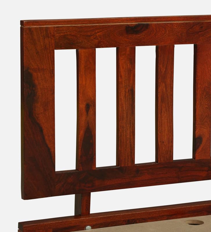 Image of Solid Sheesham Wood Wave Single Bed Without Storage, Wooden Single Bed Cot Palang for Bedroom, Guest Room, Home, Hotel and Hostel, Honey Oak Finish Durable Wooden Furniture