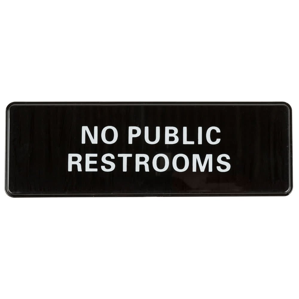 No Public Restrooms Sign Door Plate for Cafe Restaurant - Black and White, 9" x 3"