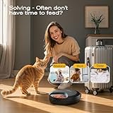 Futterautomat Katze Nassfutter Katzenfutter Automat: Futterspender Katze mit Programmierbarem Timer und Kuehlung - Trockenfutterspender für Hund Kabellos Batteriebetrieben - 4 Mahlzeiten für Haustiere