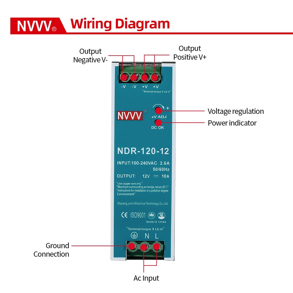NDR-120-12 120W 12V 10A Hutschienen Netzteil DIN-RAIL