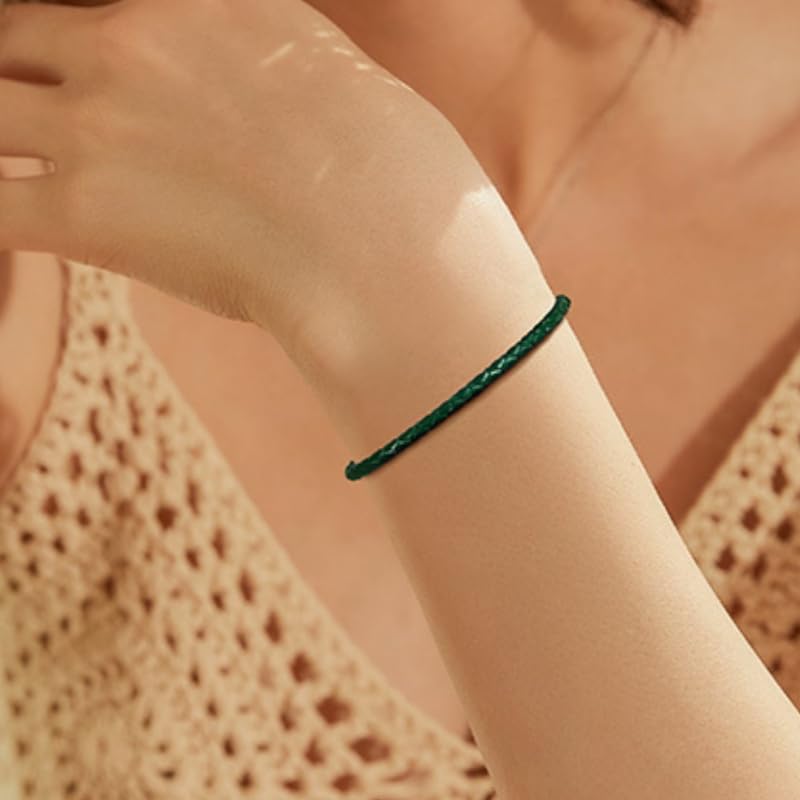 Genérico Pulsera De Cuero Con Cuentas De Plata De Ley 925 Para Mujer, Con Nubes Auspiciosas Y La Inicial V. Brazalete Con Caja De Regalo. Joyería Vintage Para Él O Ella.